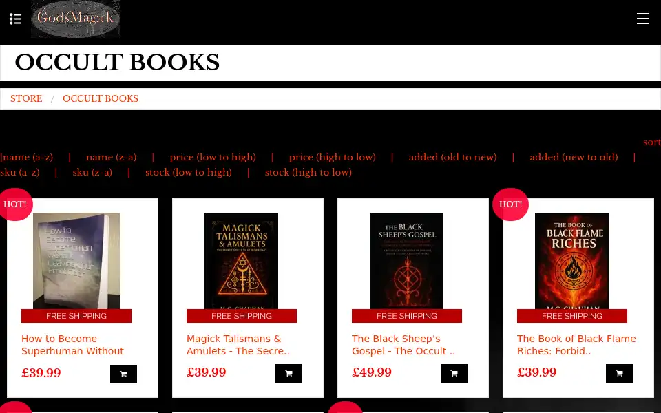Screenshot of godsmagick.co.uk