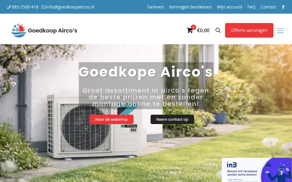 Screenshot of goedkoopaircos.nl