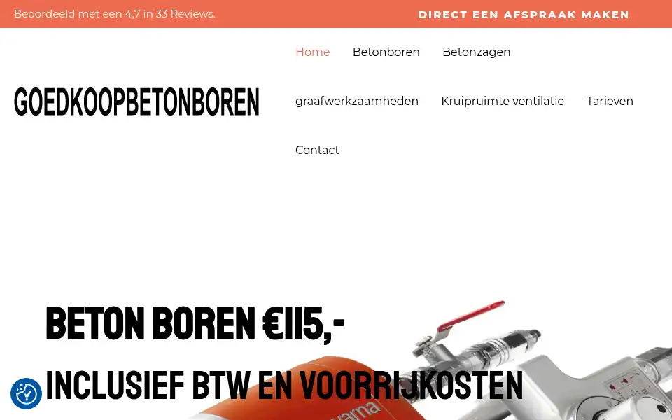Screenshot of goedkoopbetonboren.nl