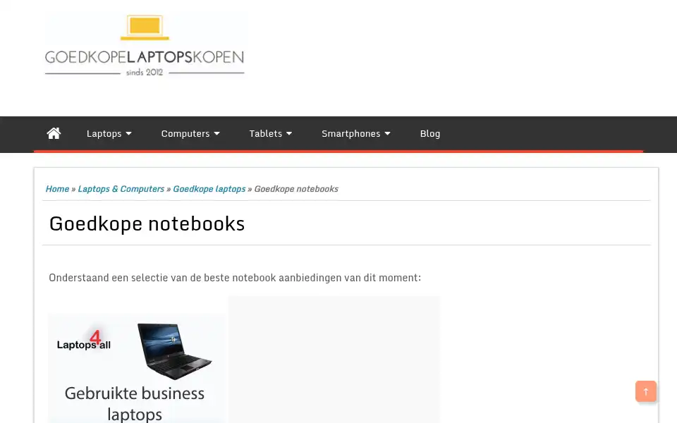 Screenshot of goedkopelaptopskopen.com