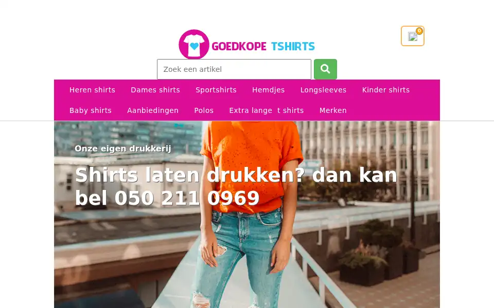 Screenshot of goedkopetshirts.nl