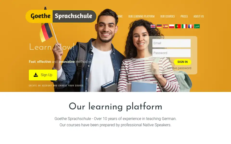 Screenshot of goethe-sprachschule.com
