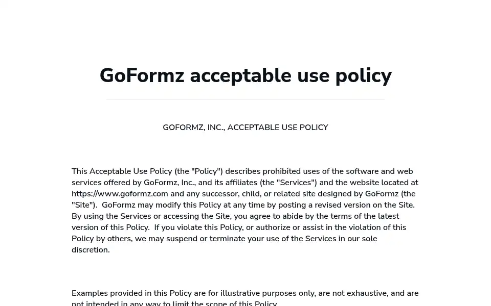 Screenshot of goformz.com