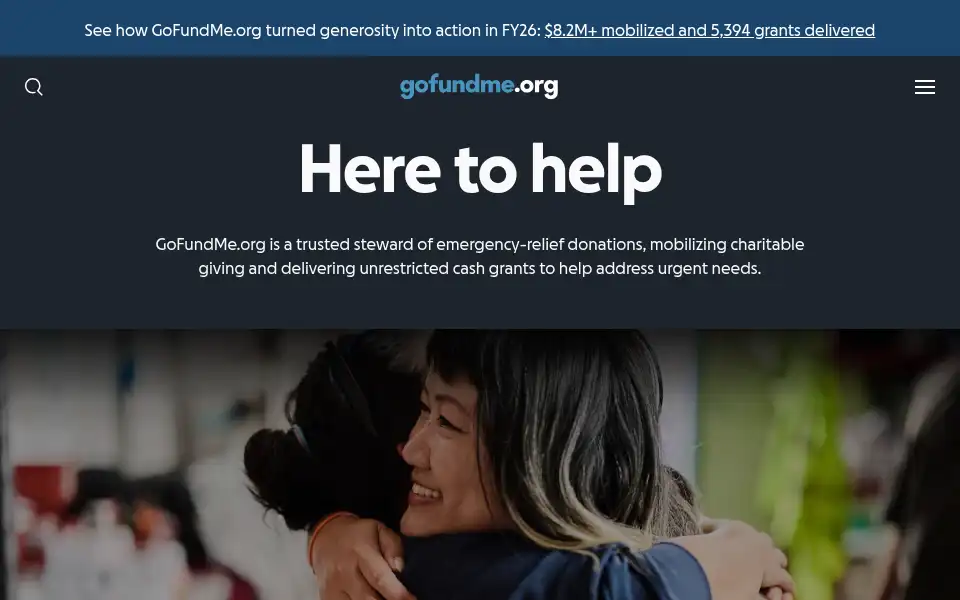 Screenshot of gofundme.org
