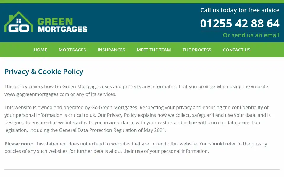 Screenshot of gogreenmortgages.com