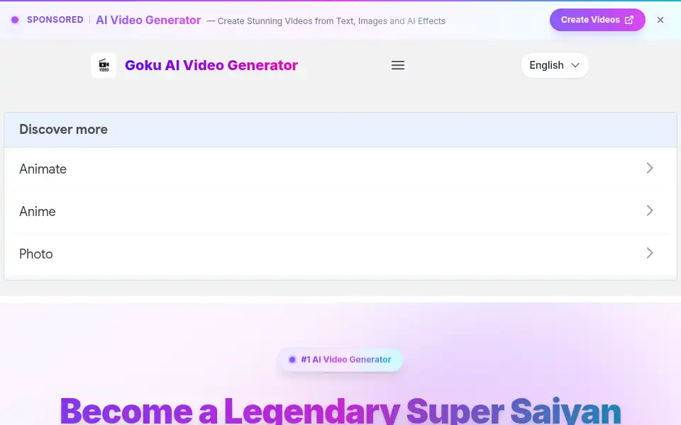 Screenshot of goku-ai.org