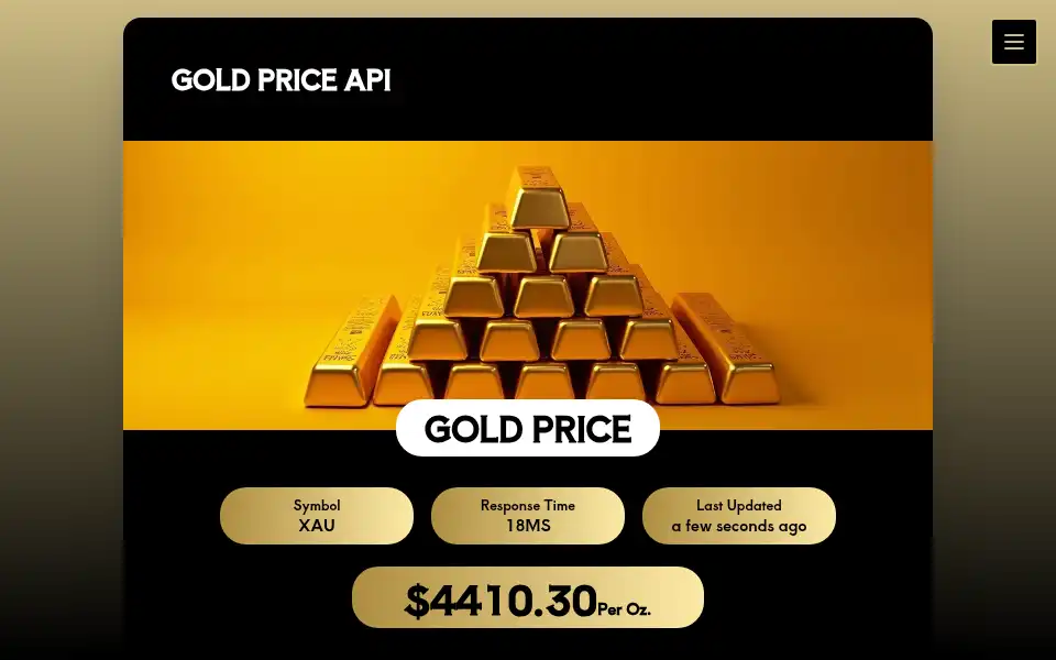 Screenshot of gold-api.com