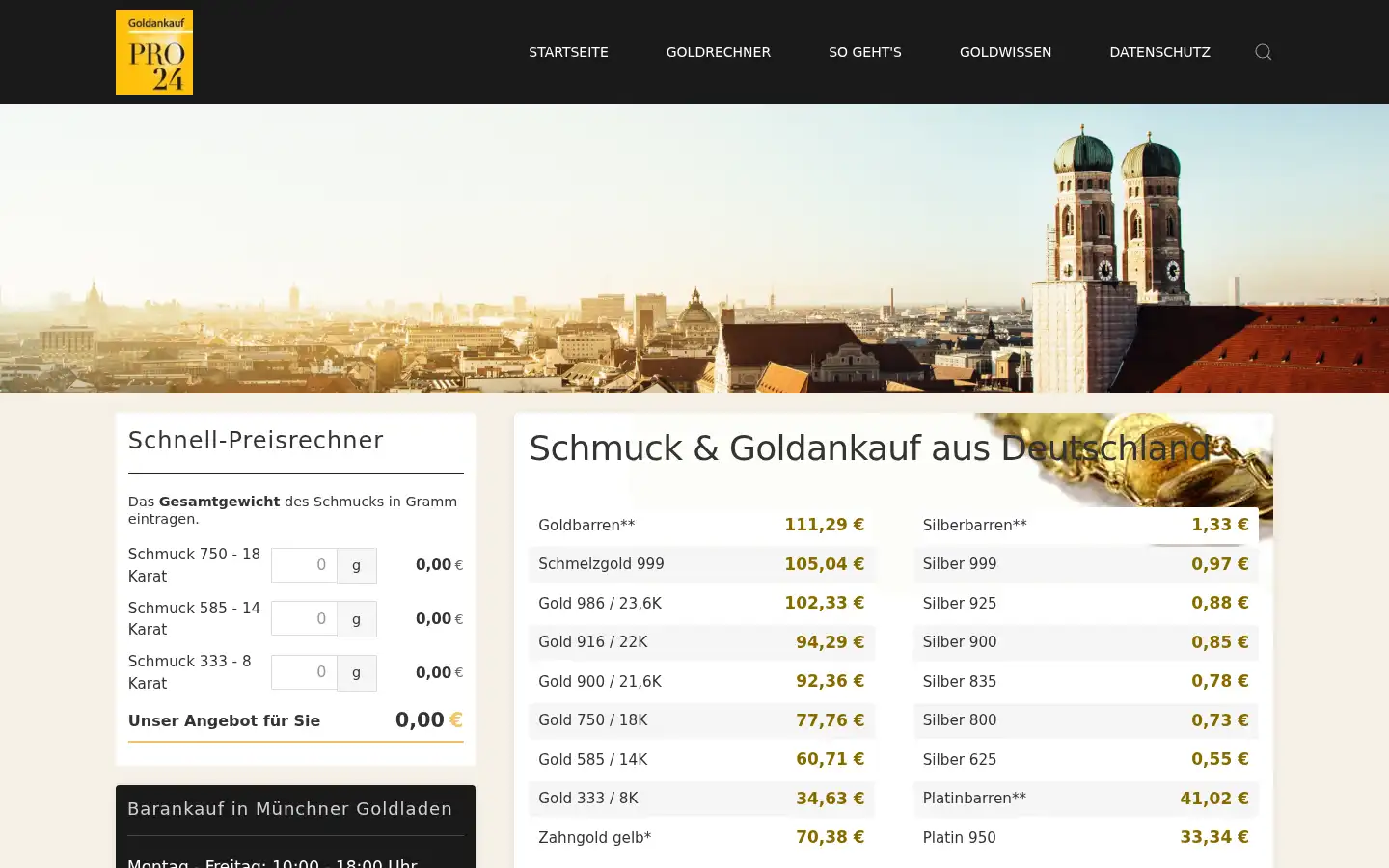 Screenshot of goldankauf-pro24.de