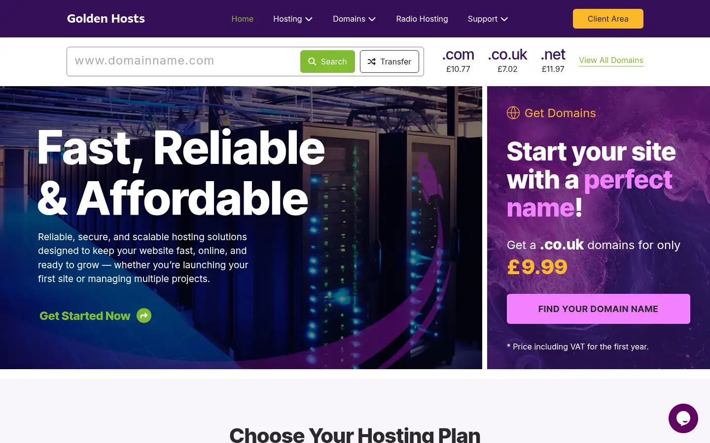 Screenshot of golden-hosts.com