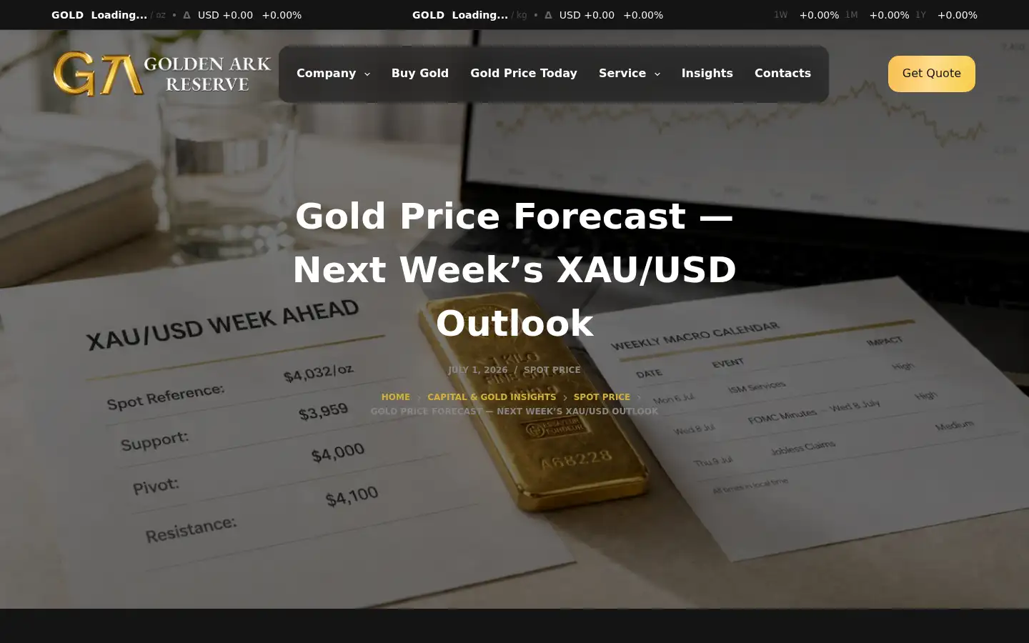 Screenshot of goldenarkreserve.com