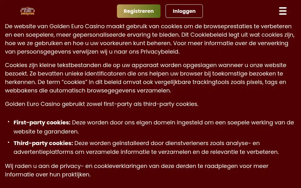 Screenshot of goldeneurocasino.org