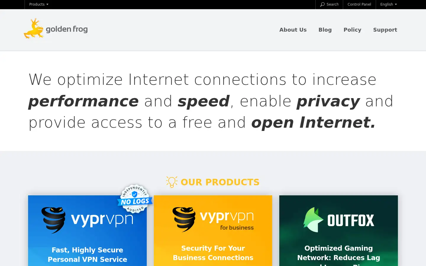 Screenshot of goldenfrog.com