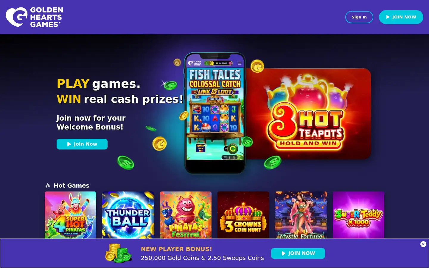 Screenshot of goldenheartsgames.com