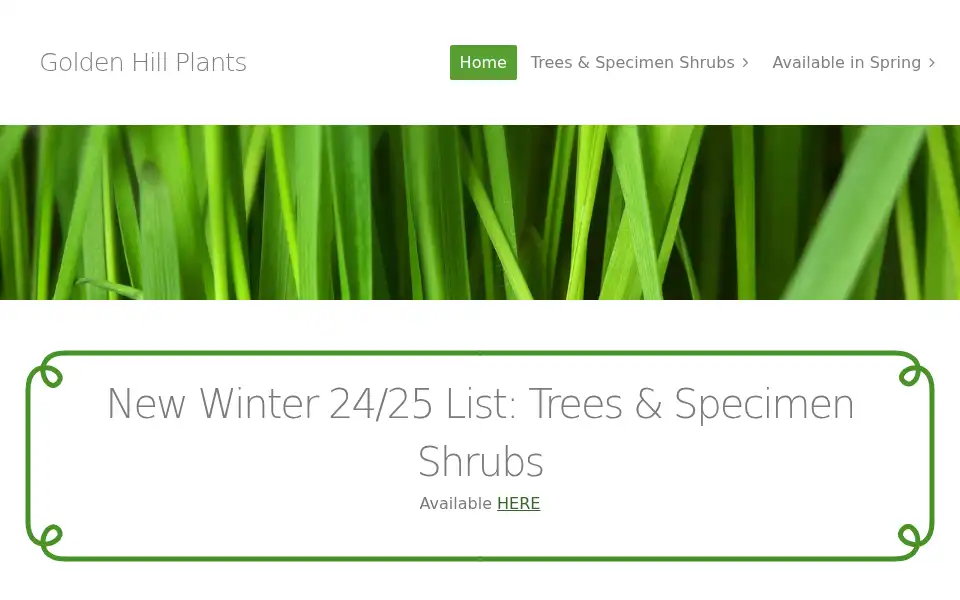 Screenshot of goldenhillplants.com