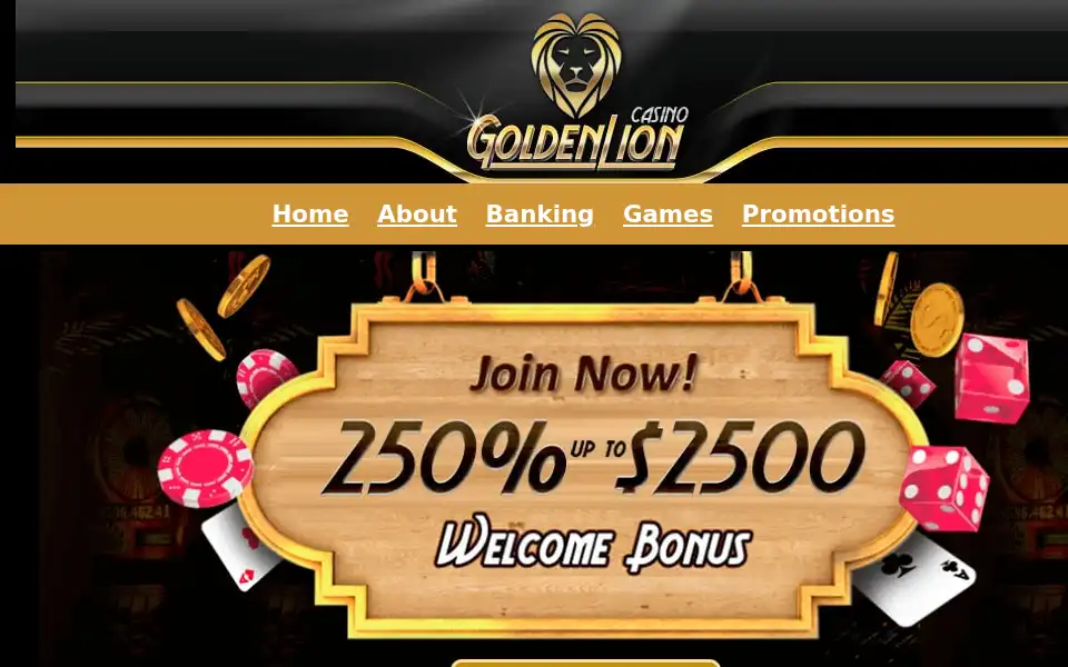 Screenshot of goldenlionscasino.com