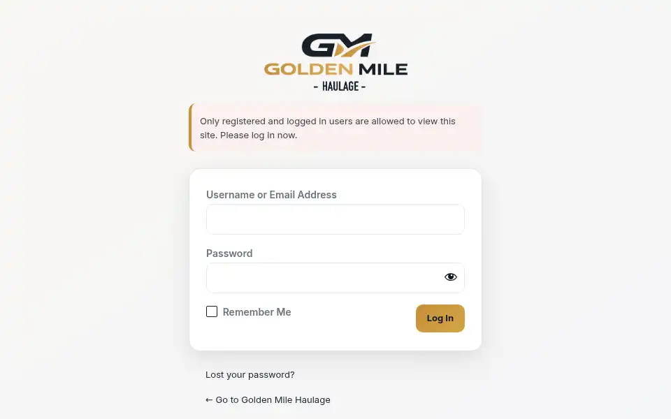 Screenshot of goldenmilehaulage.co.uk