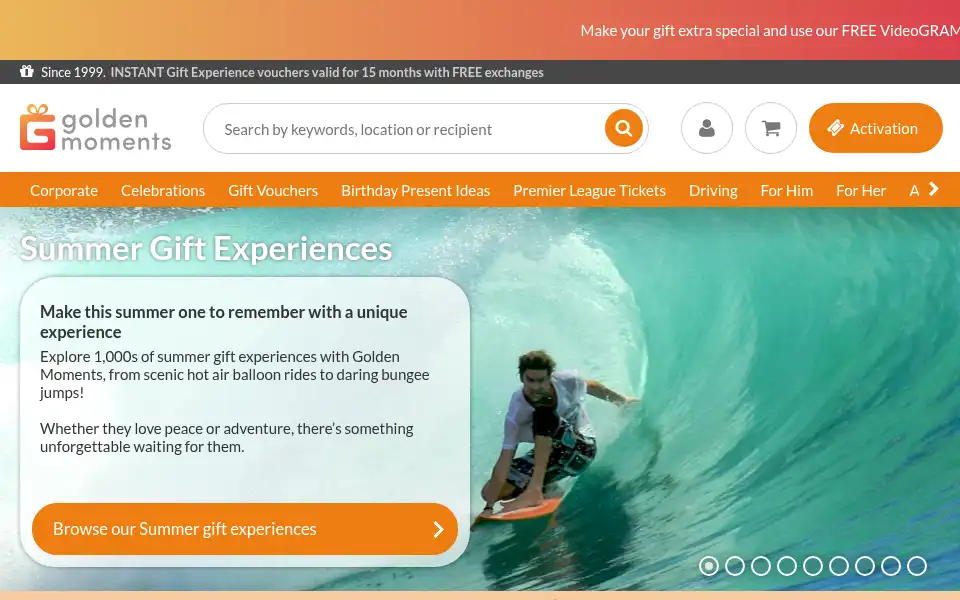 Screenshot of goldenmoments.co.uk