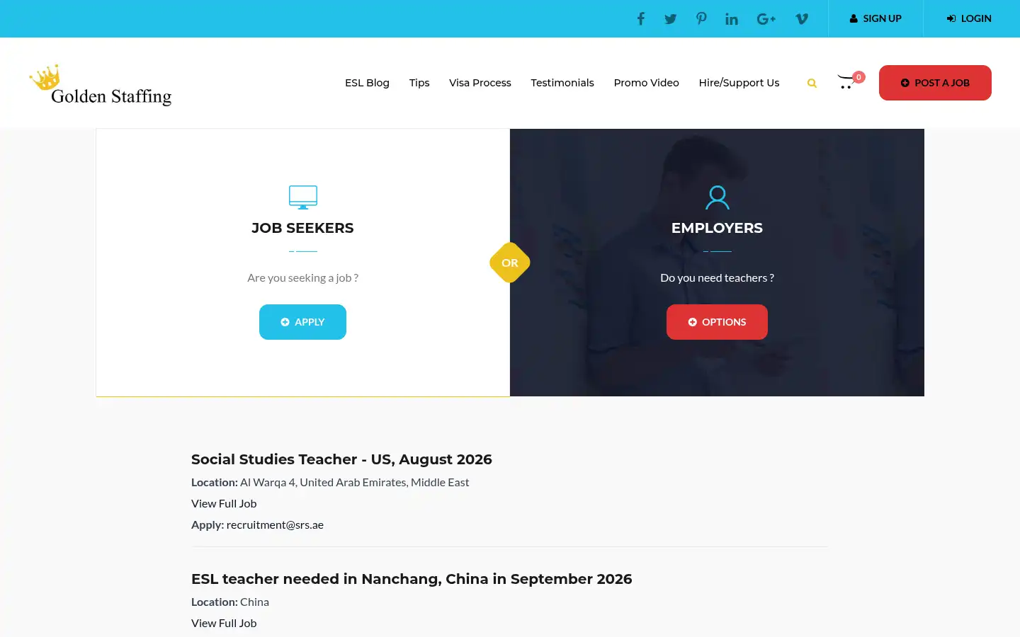 Screenshot of goldenstaffing.com