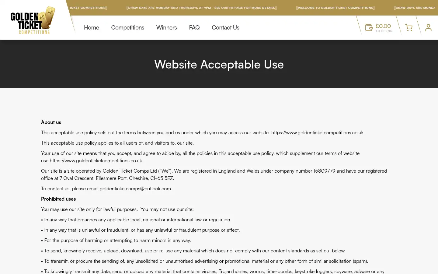 Screenshot of goldenticketcompetitions.co.uk