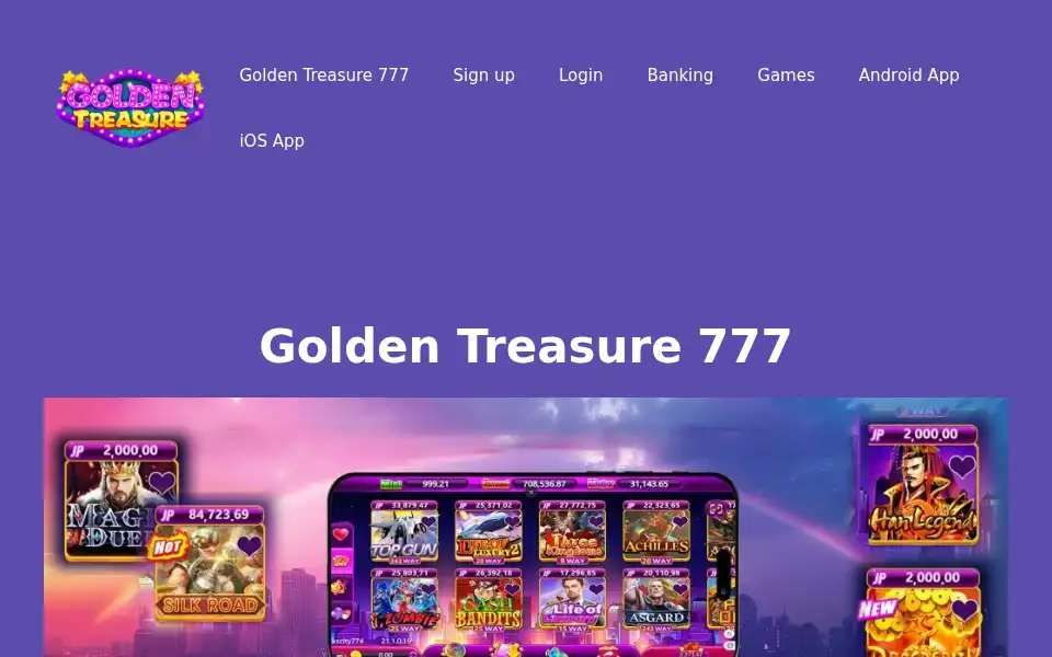 Screenshot of goldentreasuremobi.com