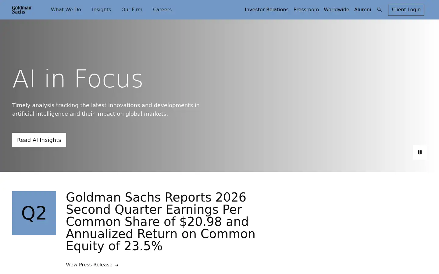 Screenshot of goldmansachs.com