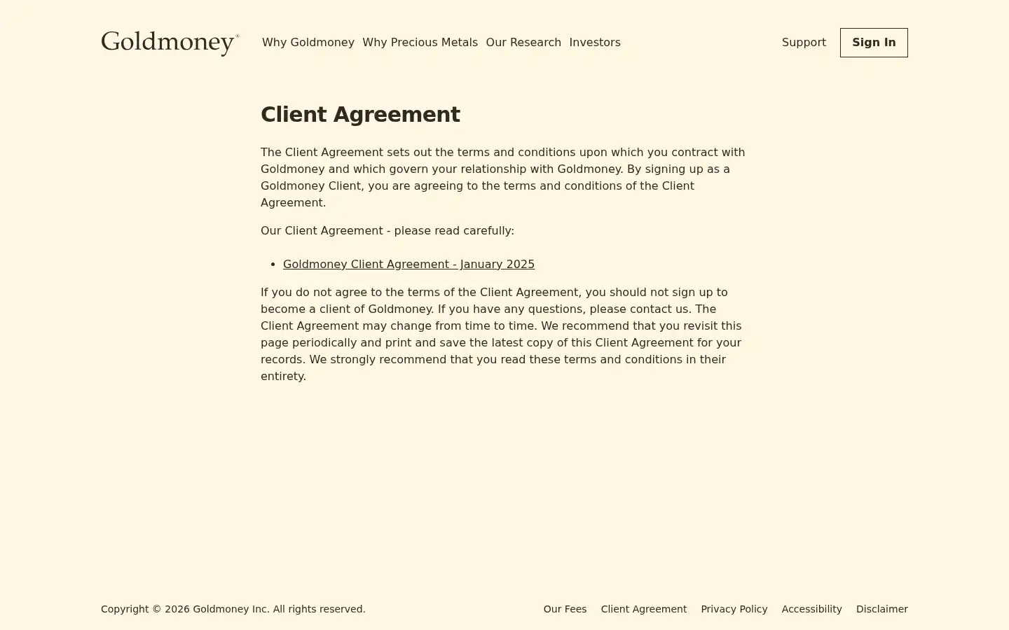 Screenshot of goldmoney.com