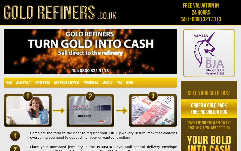 Screenshot of goldrefiners.co.uk