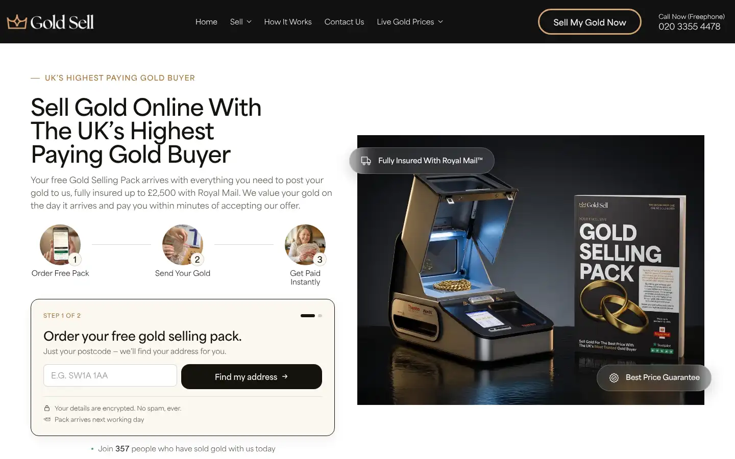 Screenshot of goldsell.co.uk