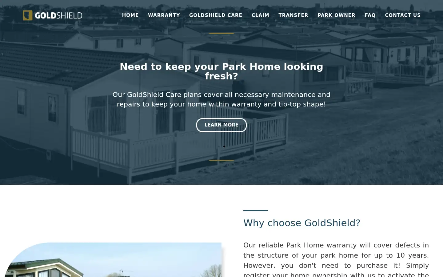 Screenshot of goldshieldwarranty.co.uk