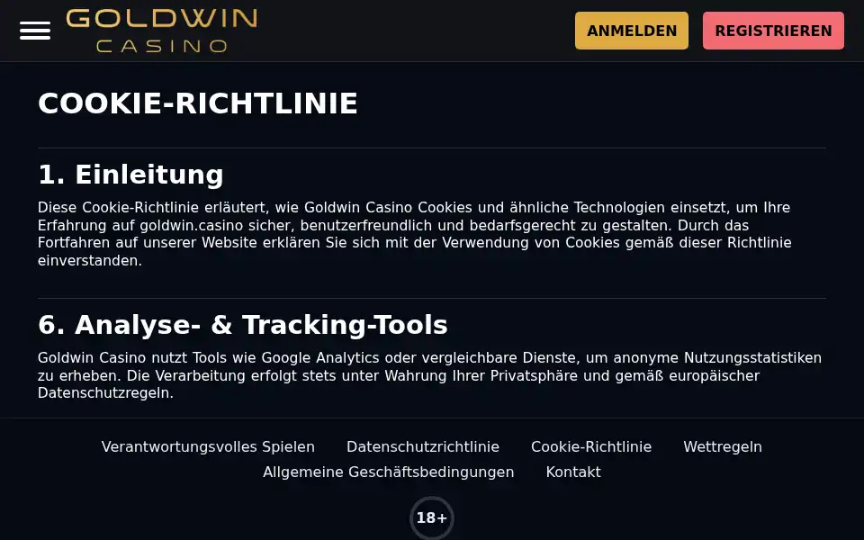 Screenshot of goldwin.casino