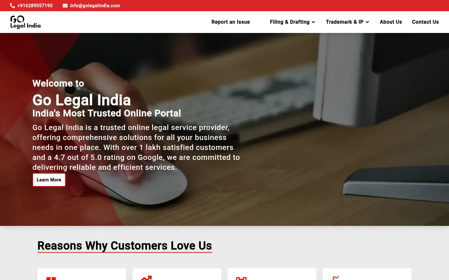 Screenshot of golegalindia.com