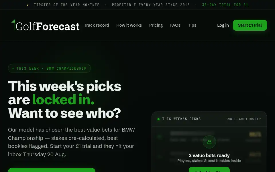 Screenshot of golfforecast.co.uk