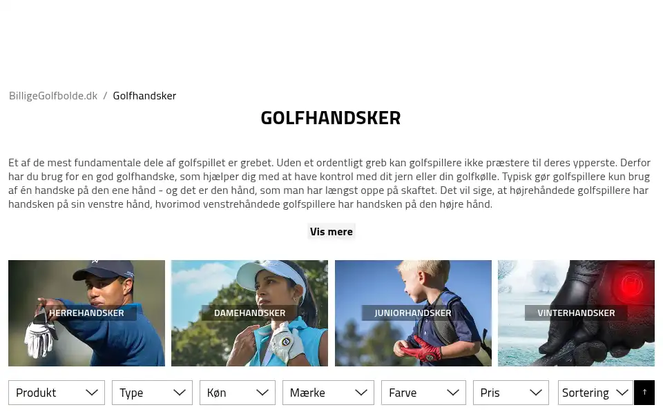 Screenshot of golfhandsker.dk