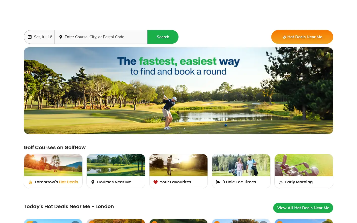 Screenshot of golfnow.co.uk