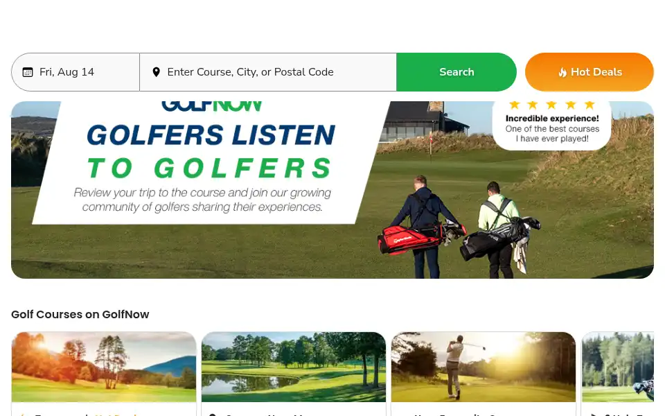 Screenshot of golfnow.eu