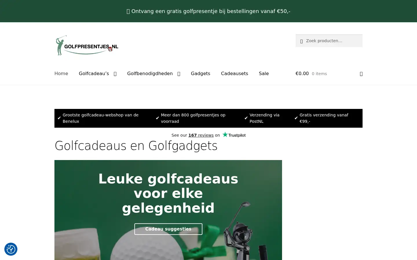 Screenshot of golfpresentjes.nl