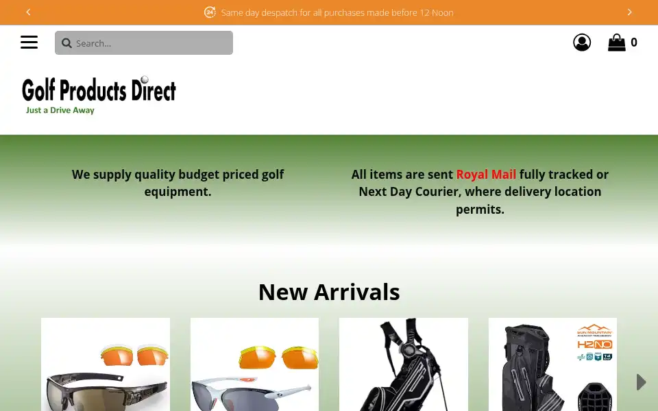 Screenshot of golfproductsdirect.co.uk