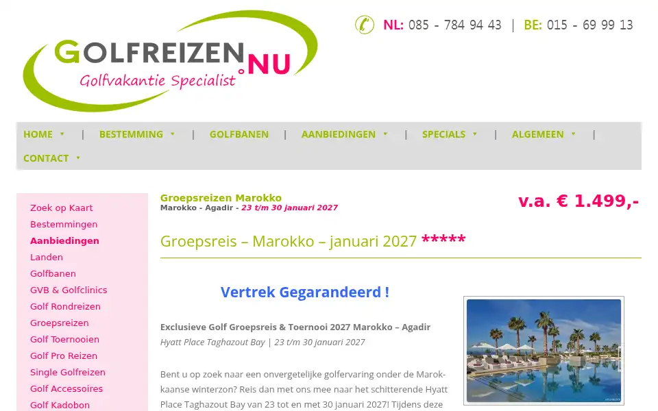 Screenshot of golfreizen.nu