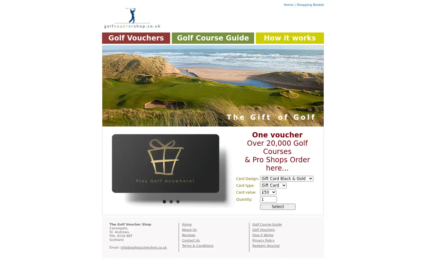 Screenshot of golfvouchershop.co.uk