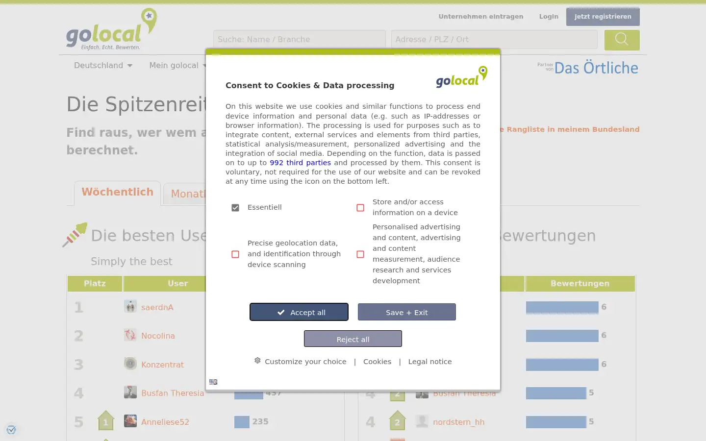 Screenshot of golocal.de