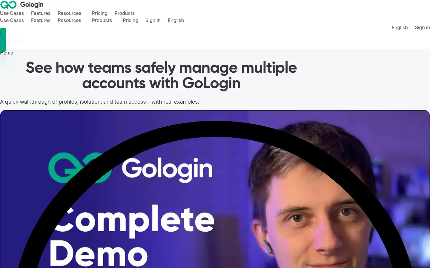 Screenshot of gologin.com