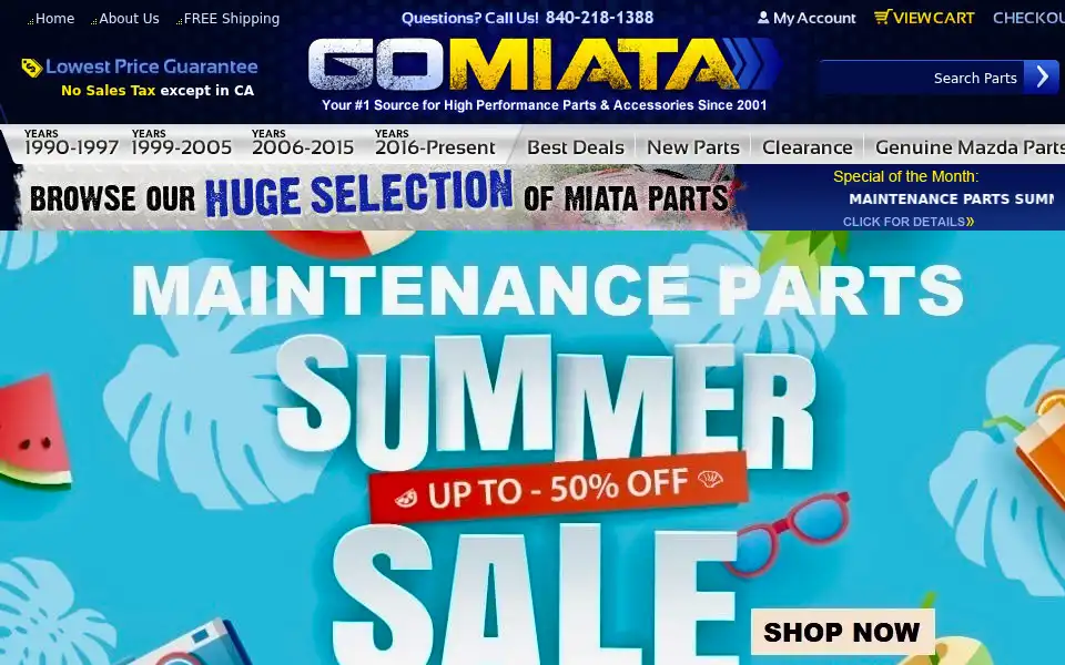 Screenshot of gomiata.com