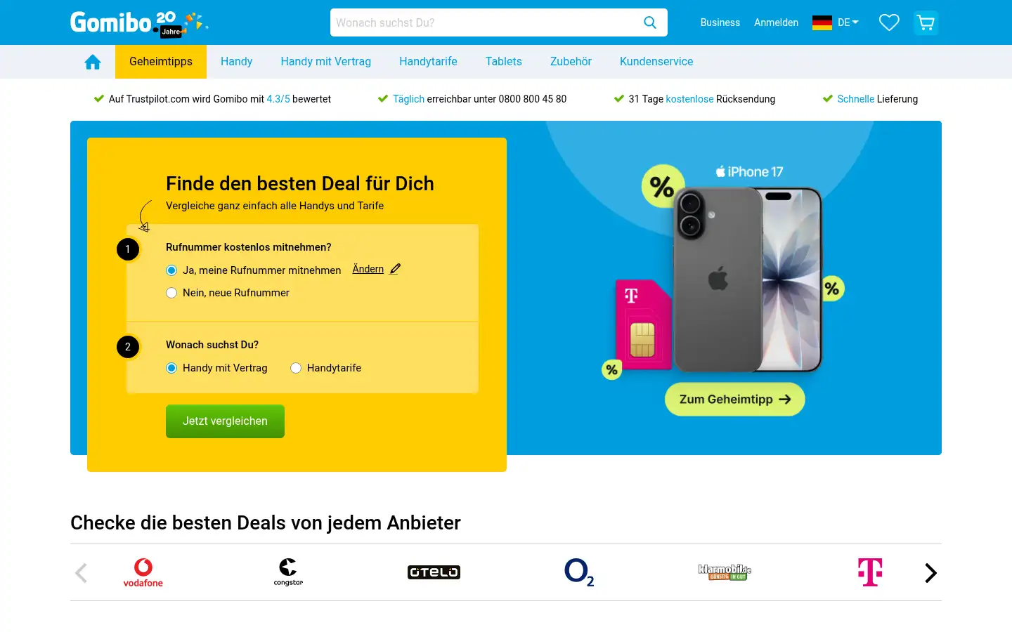 Screenshot of gomibo.de