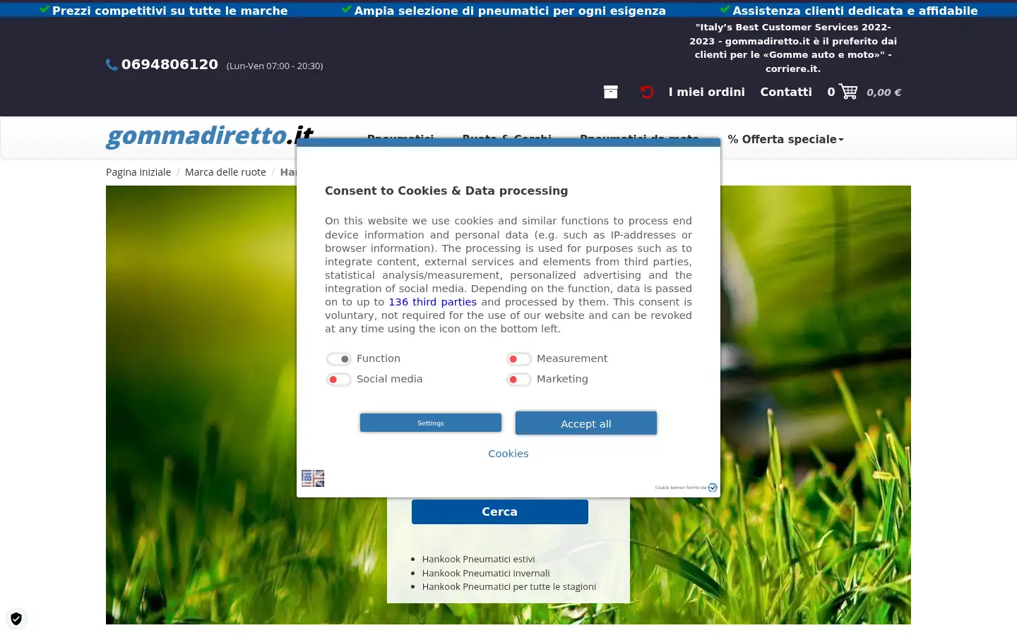 Screenshot of gommadiretto.it