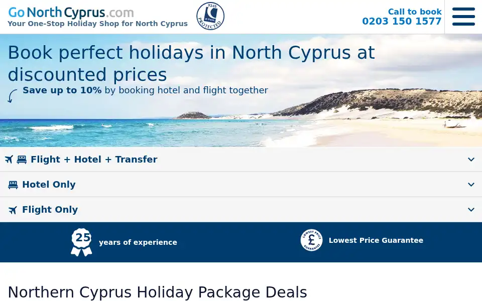 Screenshot of gonorthcyprus.com