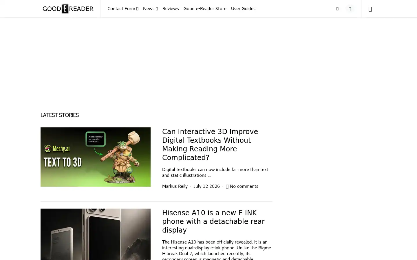 Screenshot of goodereader.com