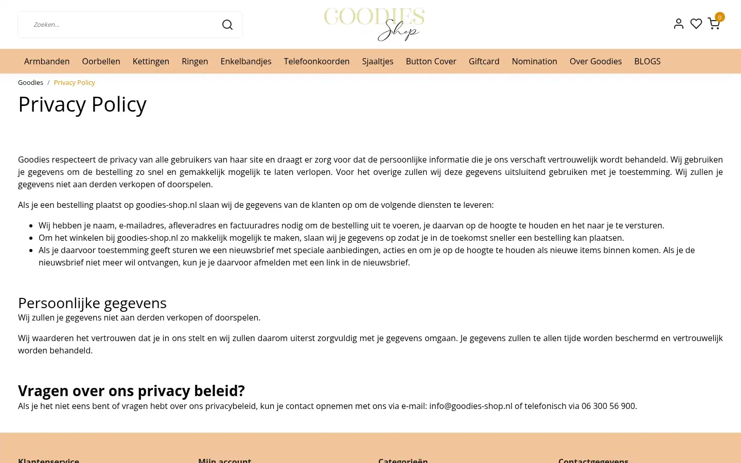 Screenshot of goodies-shop.nl