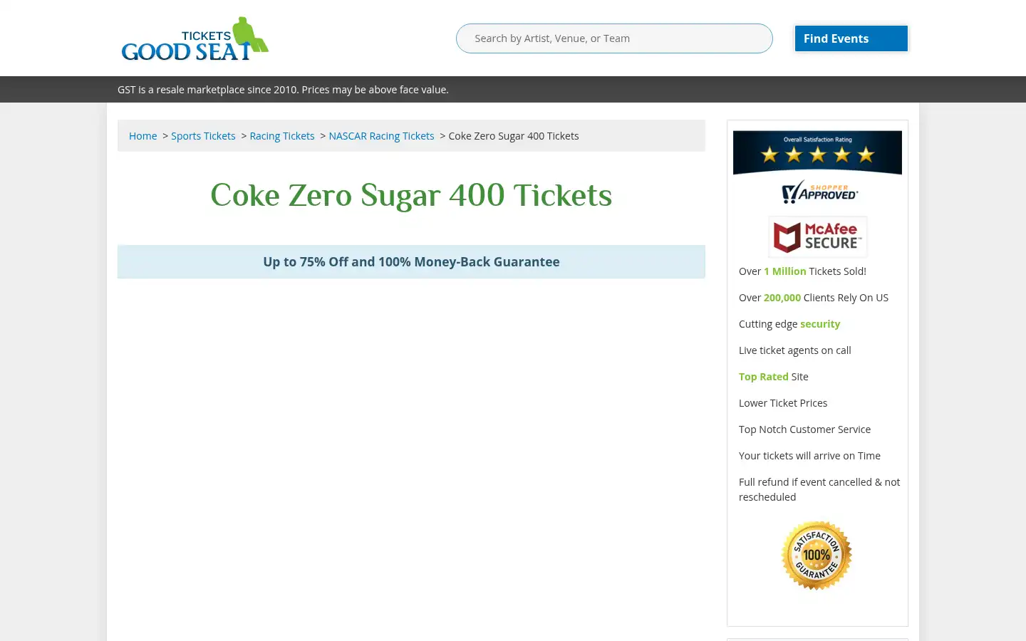 Screenshot of goodseattickets.com