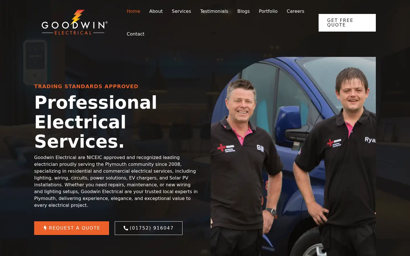 Screenshot of goodwinelectrical.com
