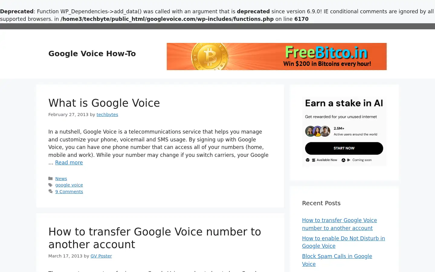 Screenshot of googlevoice.com
